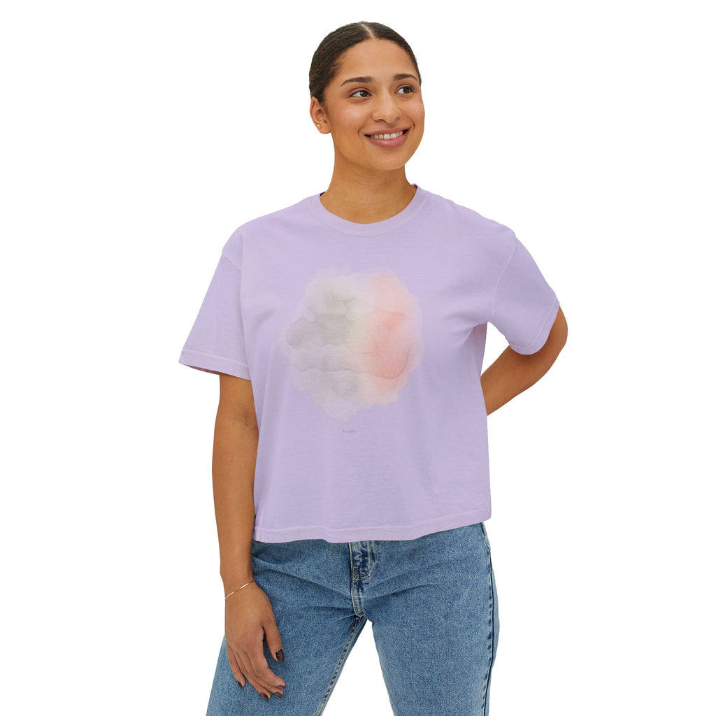 Women's Boxy Tee — Soft Watercolor Pastel Abstract Graphic