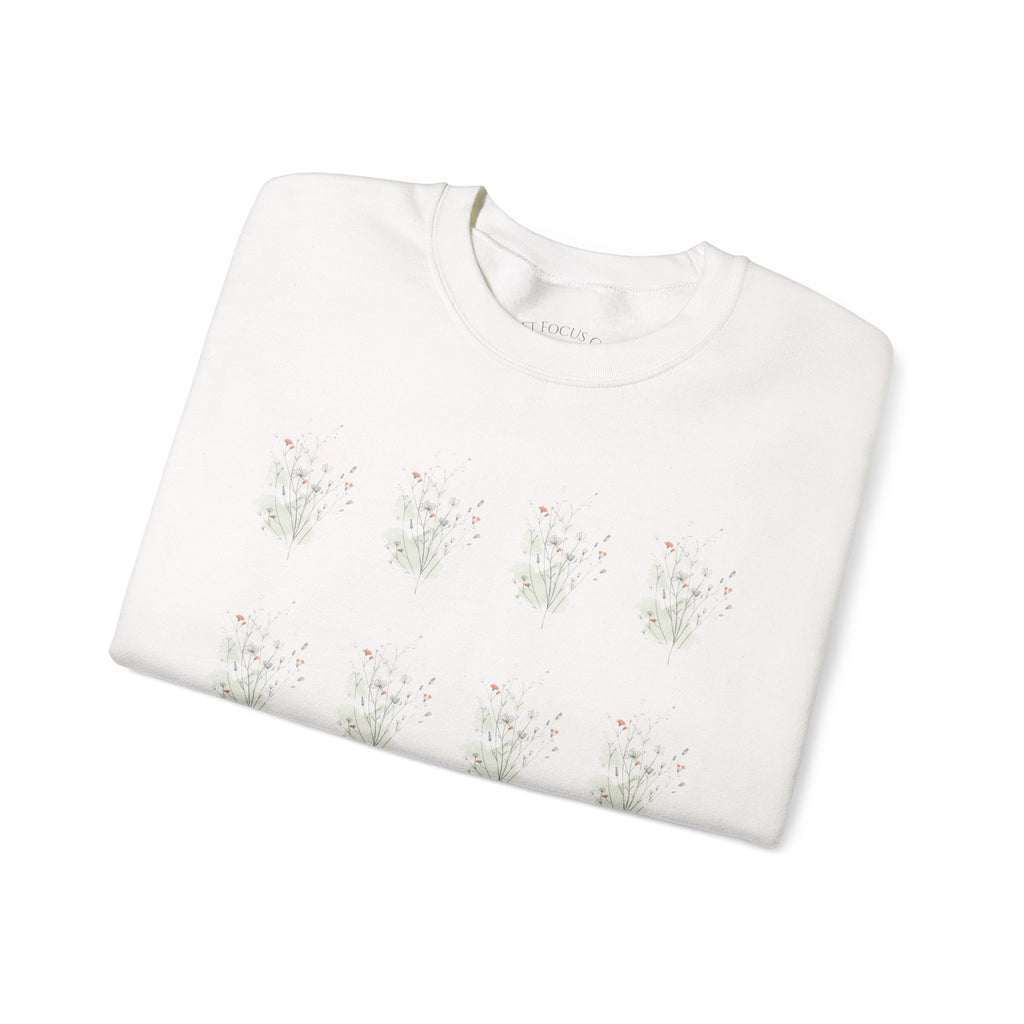 Floral Vibes Crewneck Sweatshirt — Soft Focus Co. Delicate Flower Grid Design