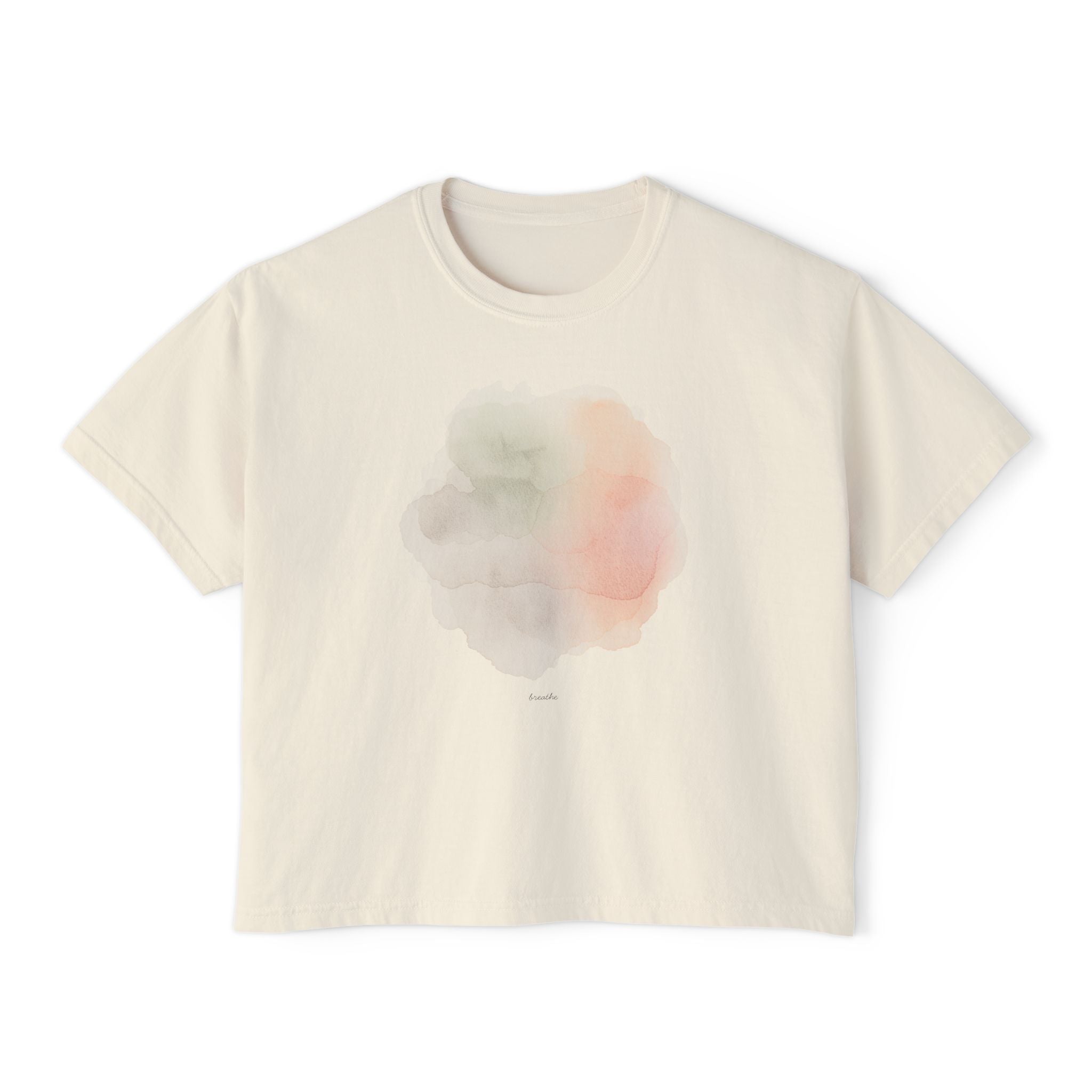 Women's Boxy Tee — Soft Watercolor Pastel Abstract Graphic