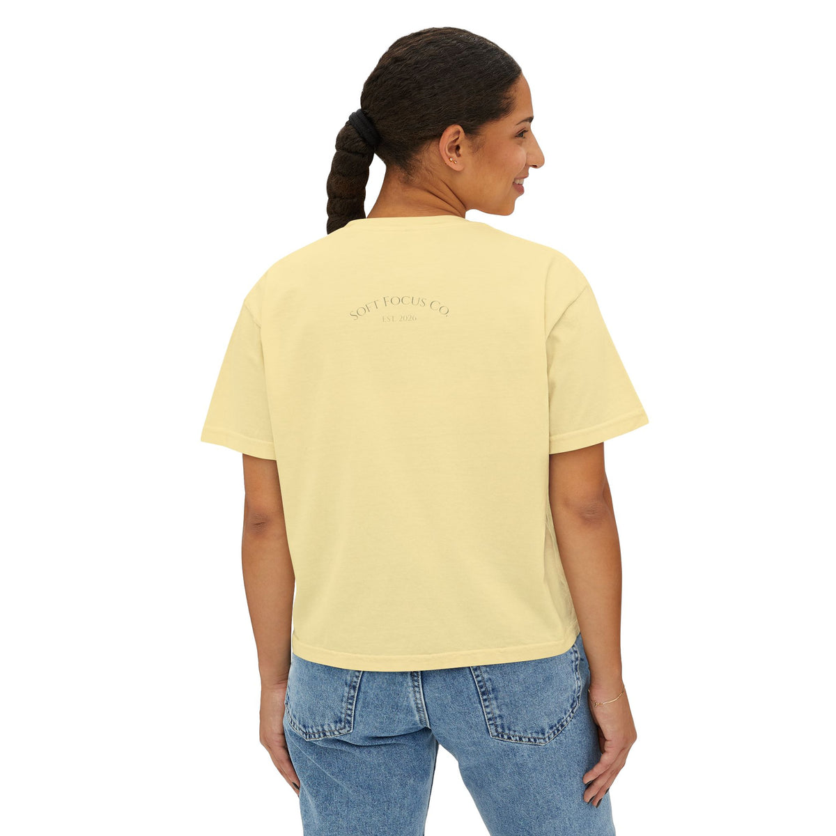 Women's Boxy Tee — Soft Watercolor Pastel Abstract Graphic