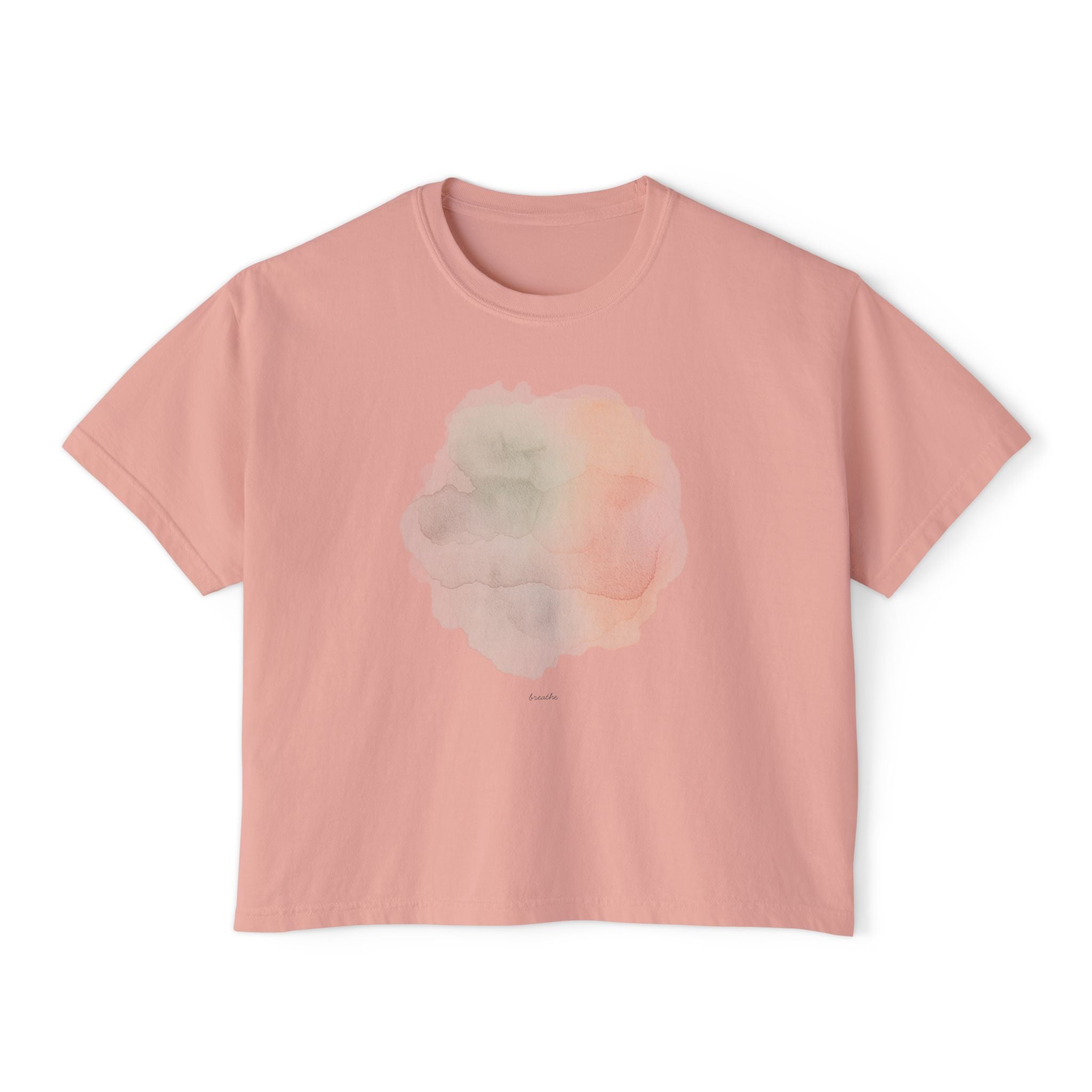 Women's Boxy Tee — Soft Watercolor Pastel Abstract Graphic