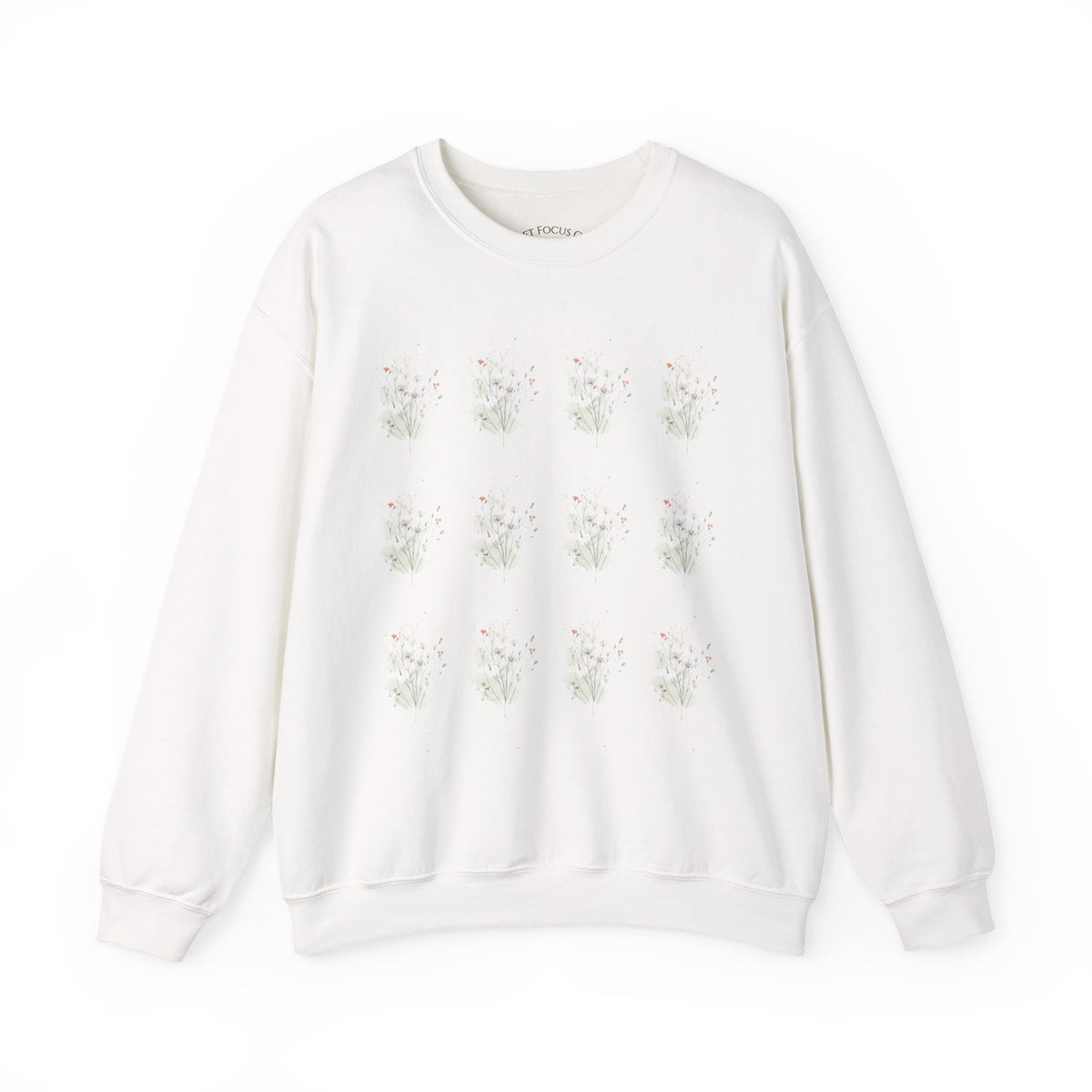 Floral Vibes Crewneck Sweatshirt — Soft Focus Co. Delicate Flower Grid Design