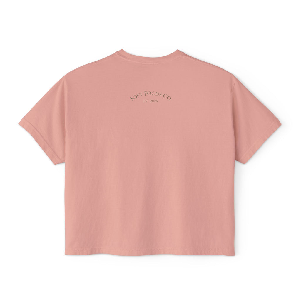 Women's Boxy Tee — Soft Watercolor Pastel Abstract Graphic