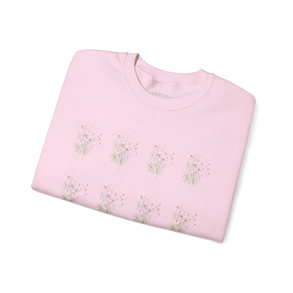 Floral Vibes Crewneck Sweatshirt — Soft Focus Co. Delicate Flower Grid Design