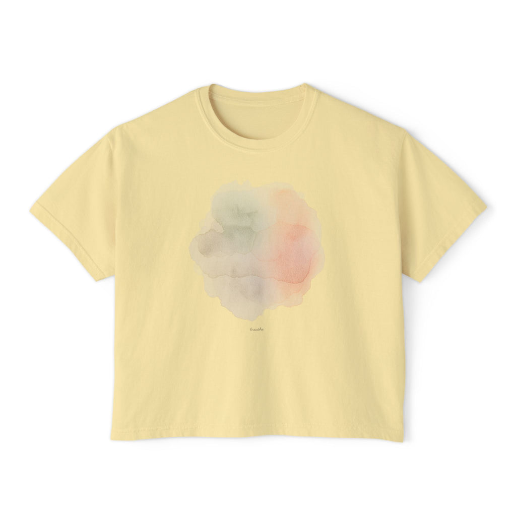 Women's Boxy Tee — Soft Watercolor Pastel Abstract Graphic