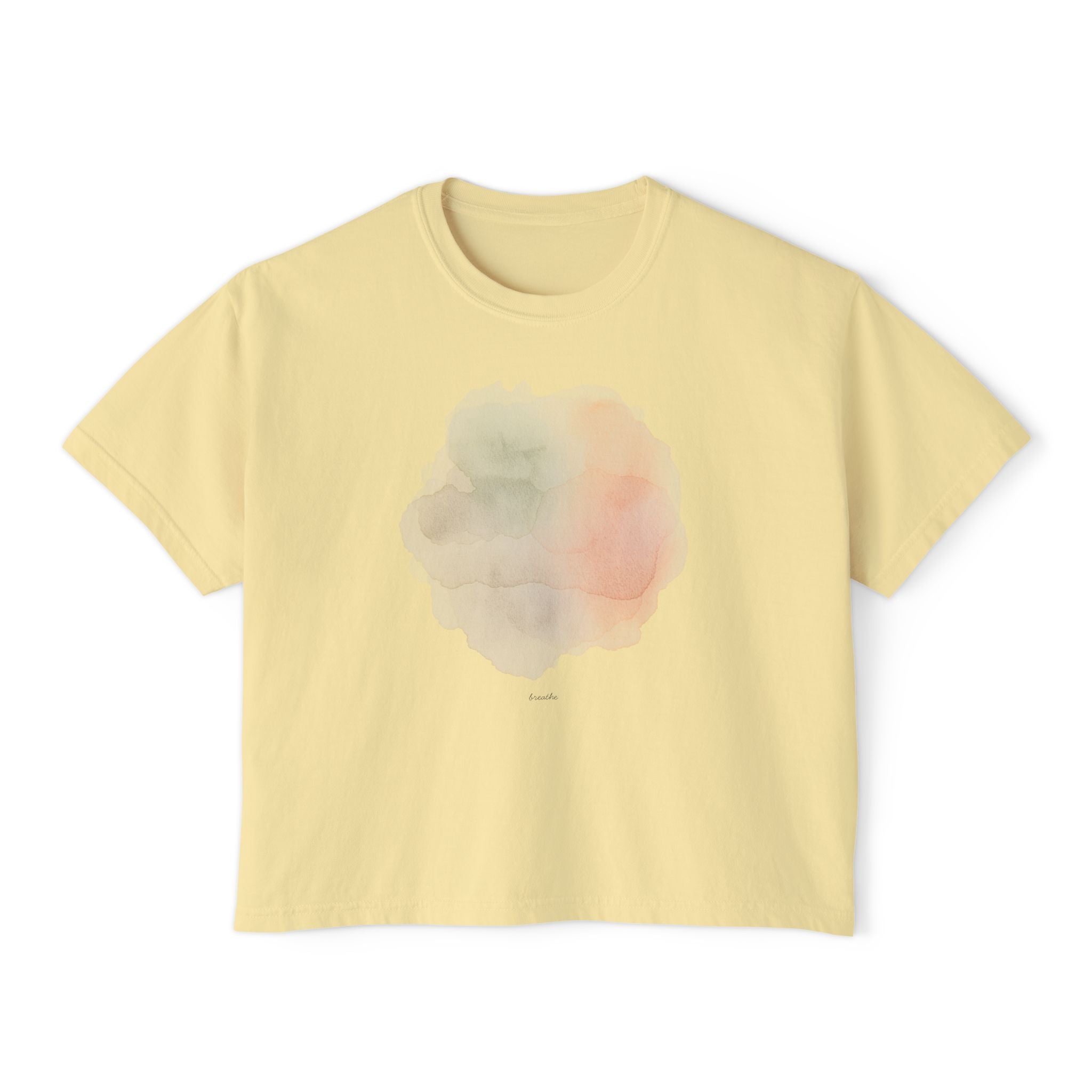 Women's Boxy Tee — Soft Watercolor Pastel Abstract Graphic