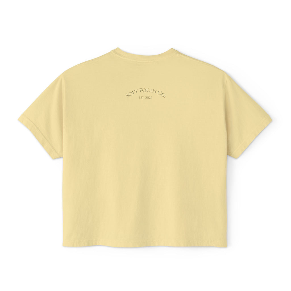 Women's Boxy Tee — Soft Watercolor Pastel Abstract Graphic