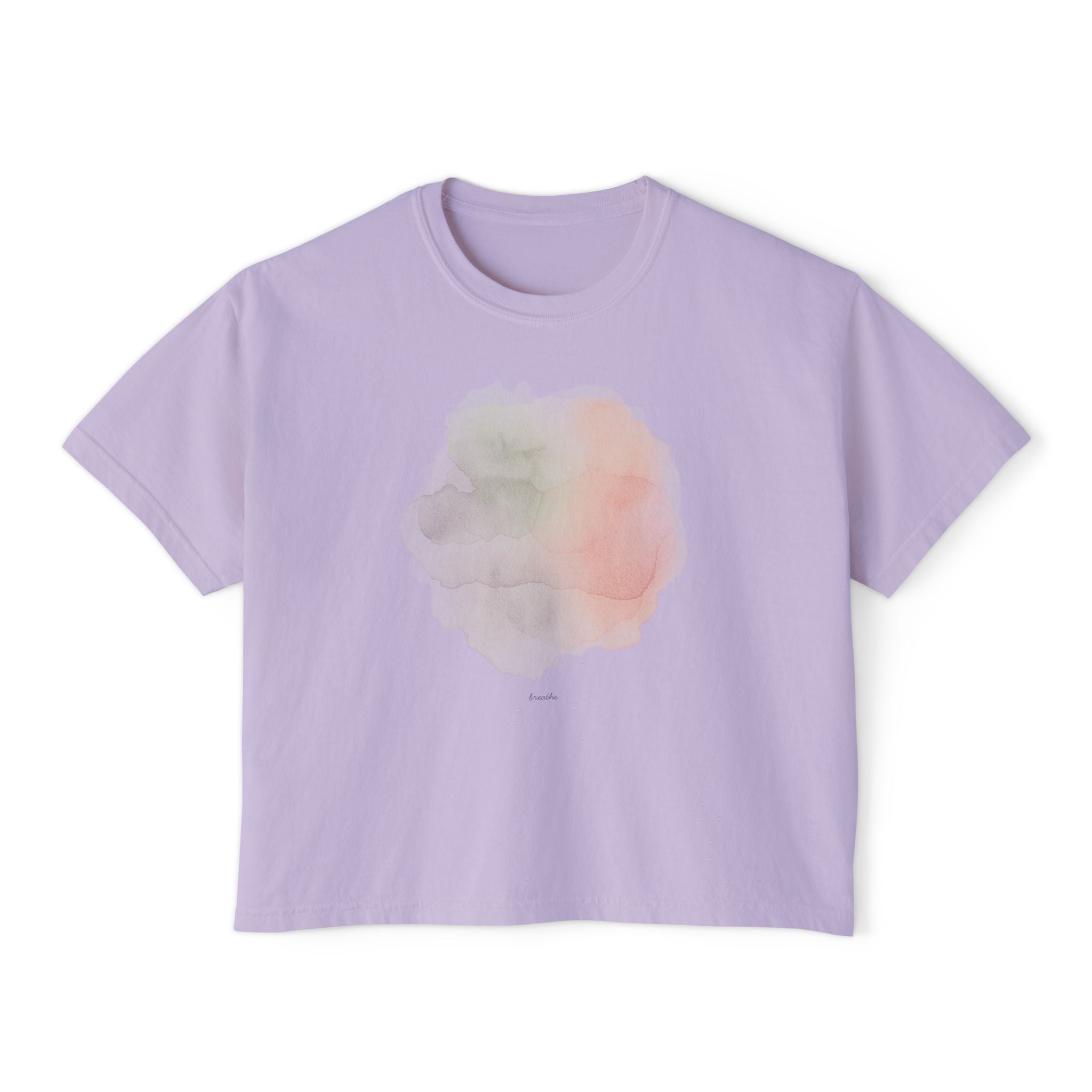 Women's Boxy Tee — Soft Watercolor Pastel Abstract Graphic