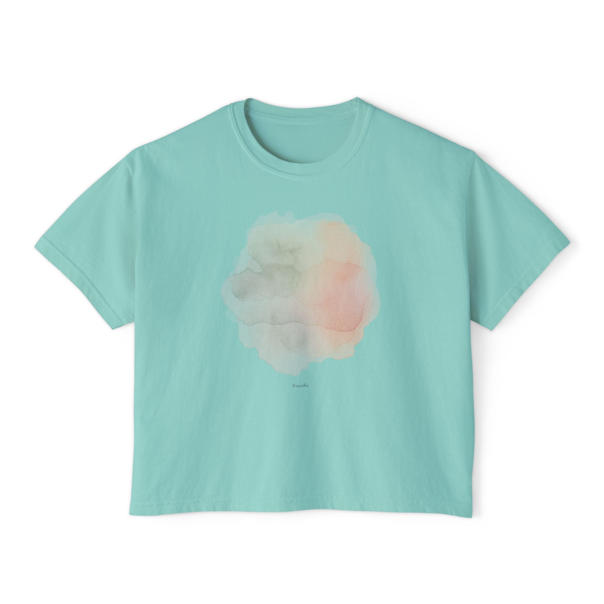 Women's Boxy Tee — Soft Watercolor Pastel Abstract Graphic