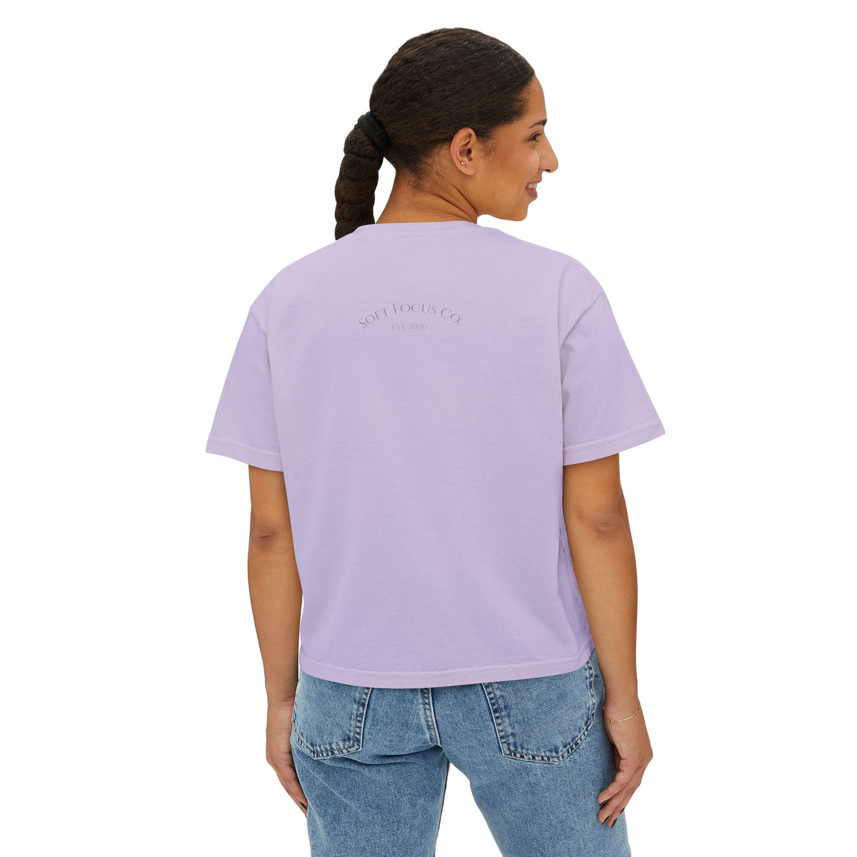 Women's Boxy Tee — Soft Watercolor Pastel Abstract Graphic