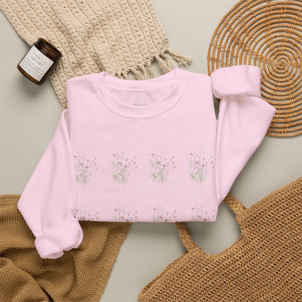 Floral Vibes Crewneck Sweatshirt — Soft Focus Co. Delicate Flower Grid Design