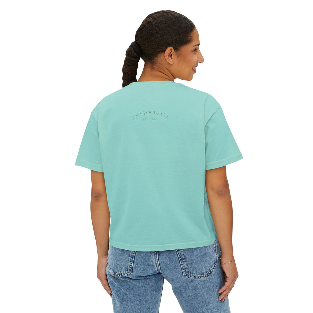 Women's Boxy Tee — Soft Watercolor Pastel Abstract Graphic