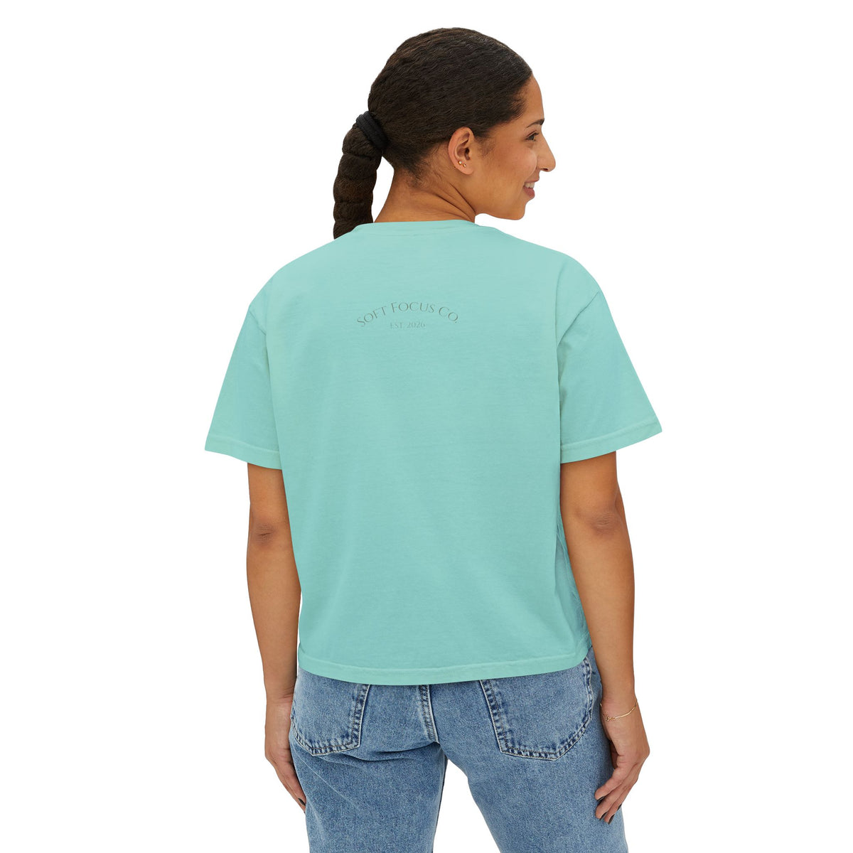 Women's Boxy Tee — Soft Watercolor Pastel Abstract Graphic