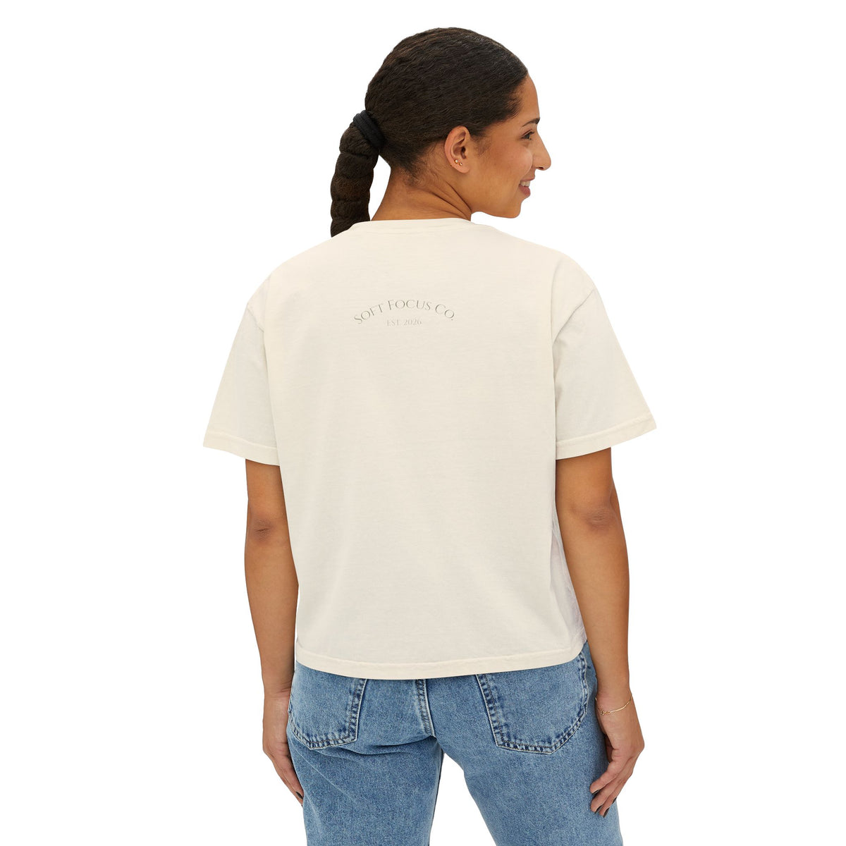 Women's Boxy Tee — Soft Watercolor Pastel Abstract Graphic