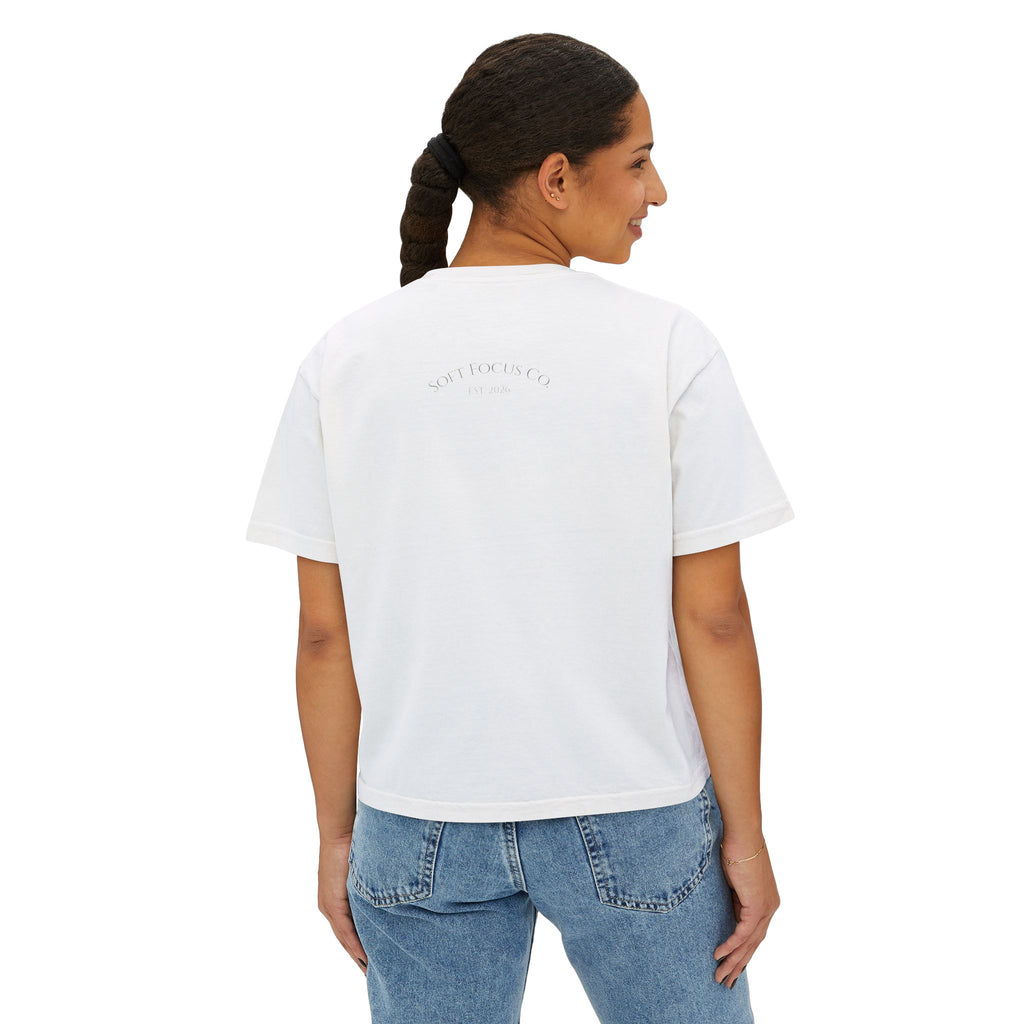 Women's Boxy Tee — Soft Watercolor Pastel Abstract Graphic