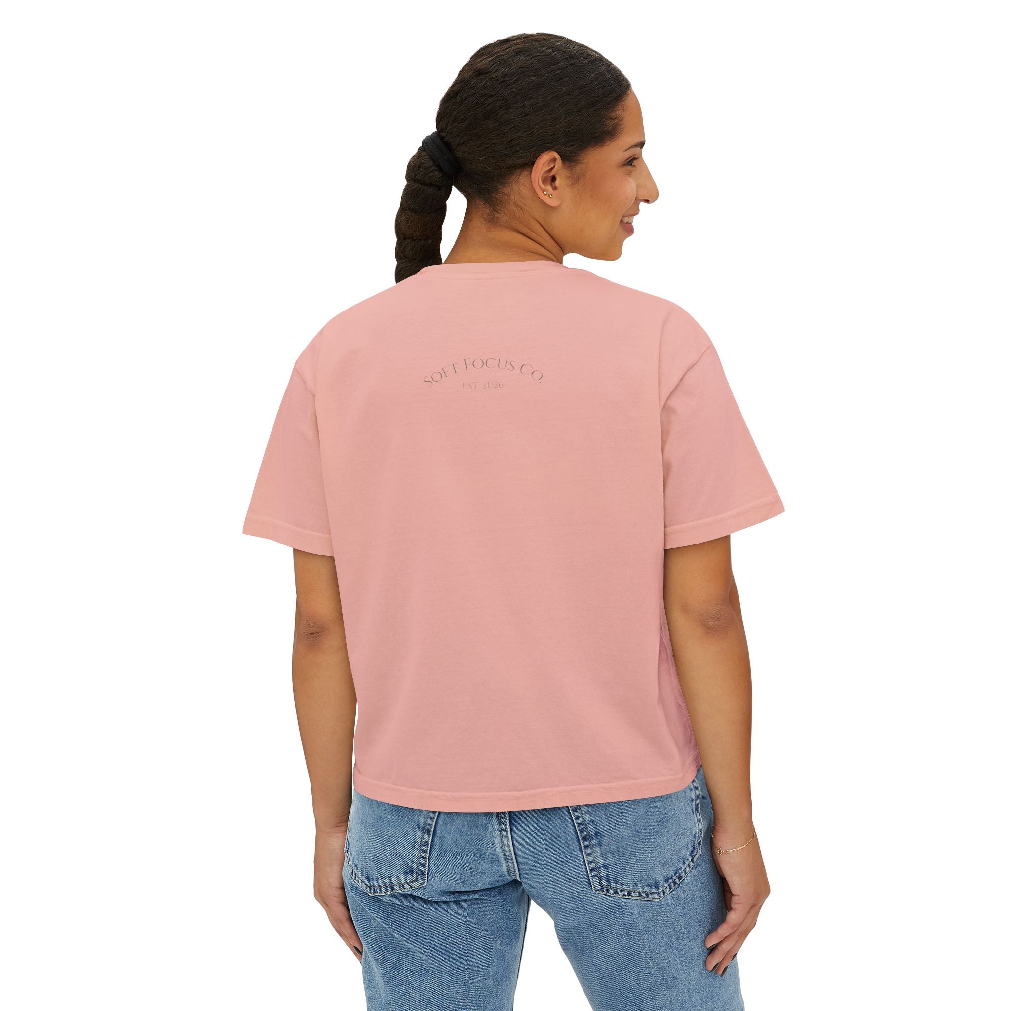Women's Boxy Tee — Soft Watercolor Pastel Abstract Graphic